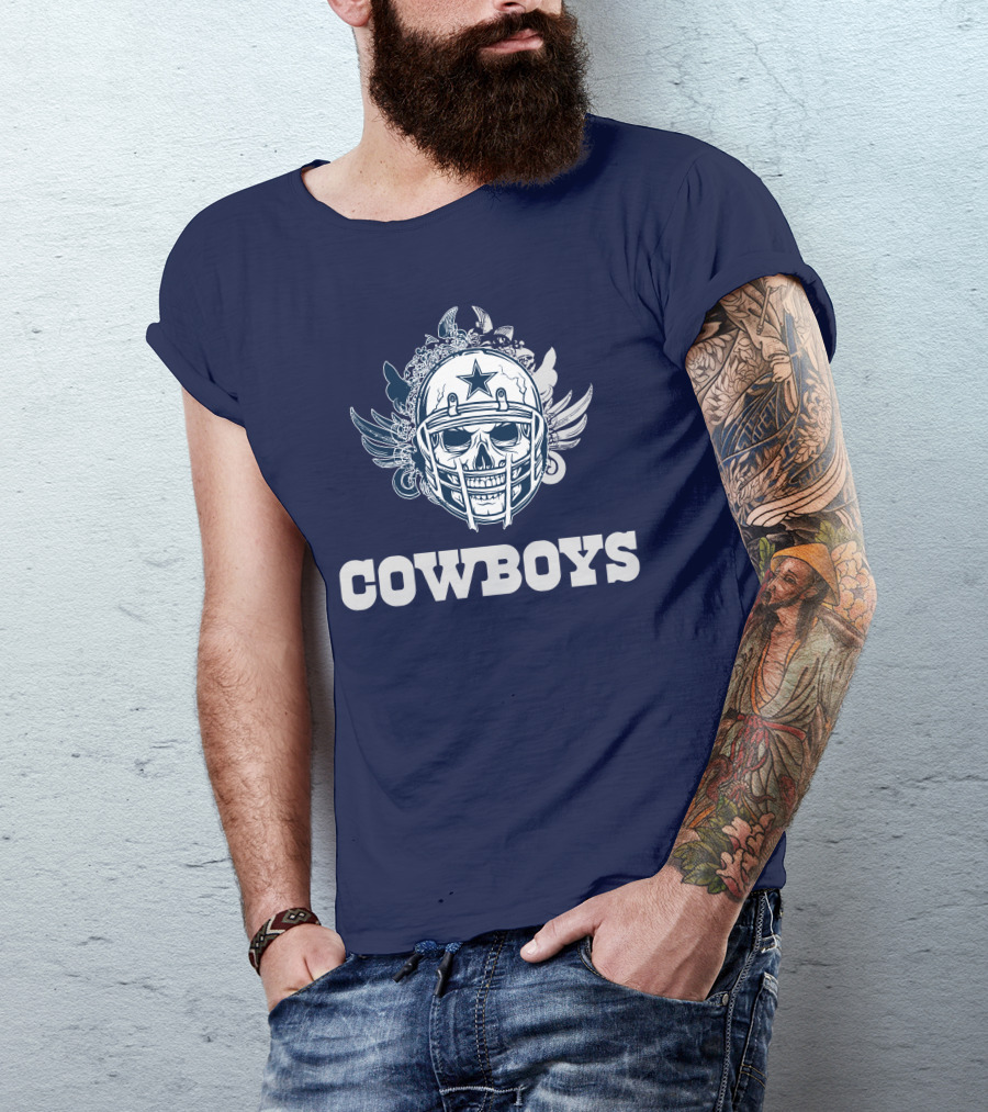 Cowboys Skull Helmet Star Wings T-Shirt