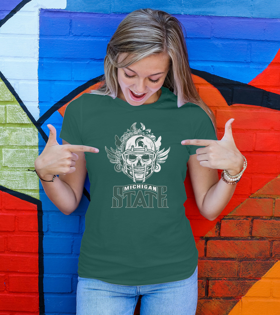 Michigan State Spartans Skull Helmet T-Shirt