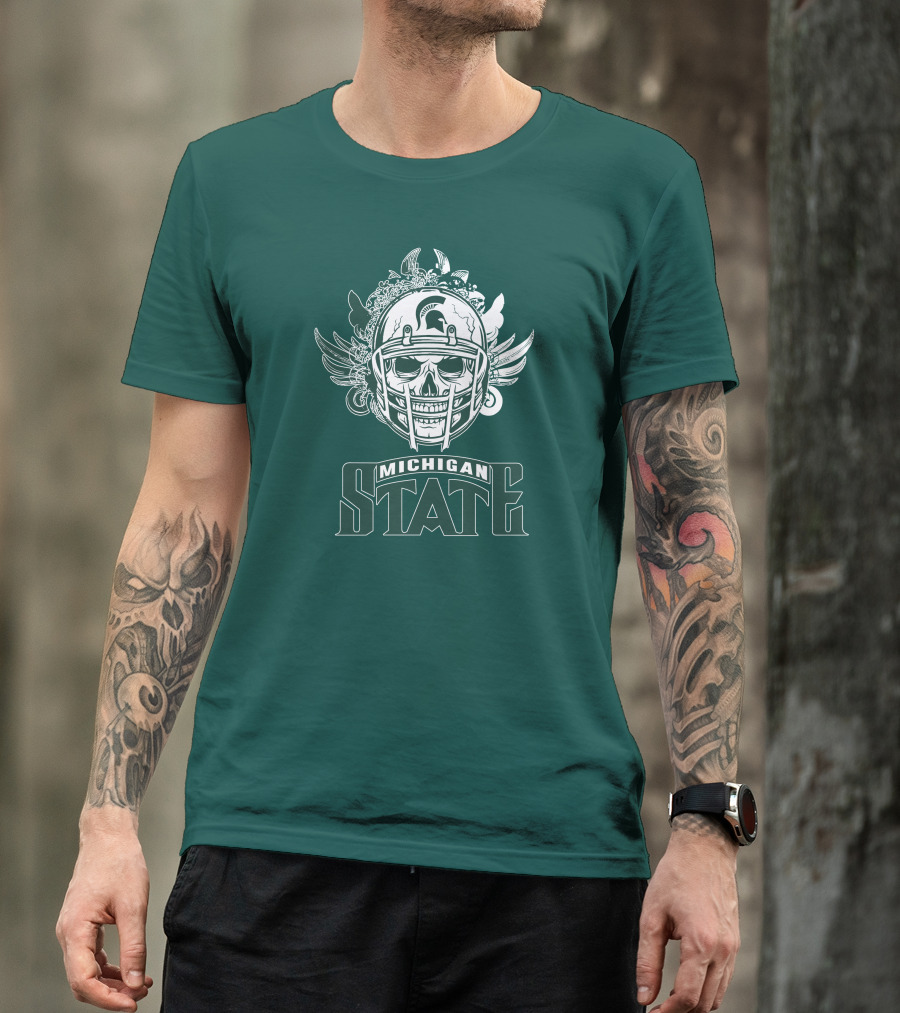 Michigan State Spartans Skull Helmet T-Shirt