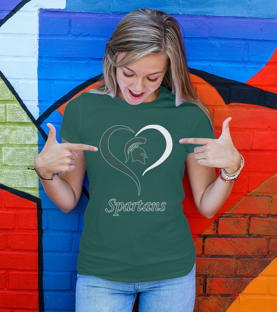 Spartans Heart Michigan State Spartan Helmet T-Shirt