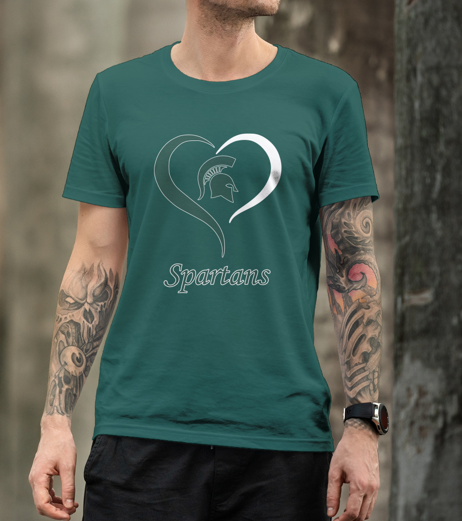 Spartans Heart Michigan State Spartan Helmet T-Shirt