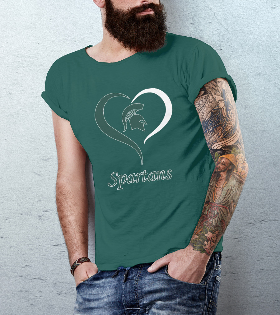 Spartans Heart Michigan State Spartan Helmet T-Shirt