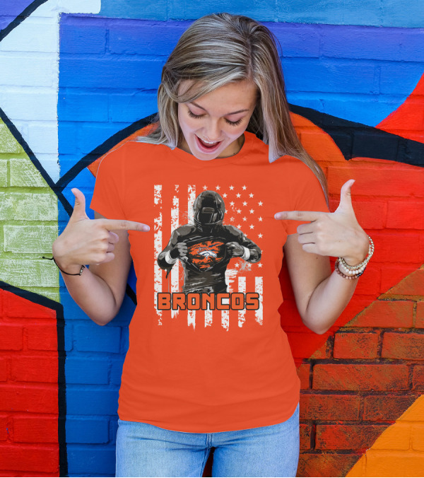 Denver Broncos Football Player American Flag T-Shirt