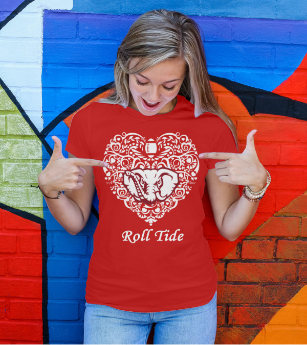 Roll Tide Alabama Crimson Tide Heart T-Shirt