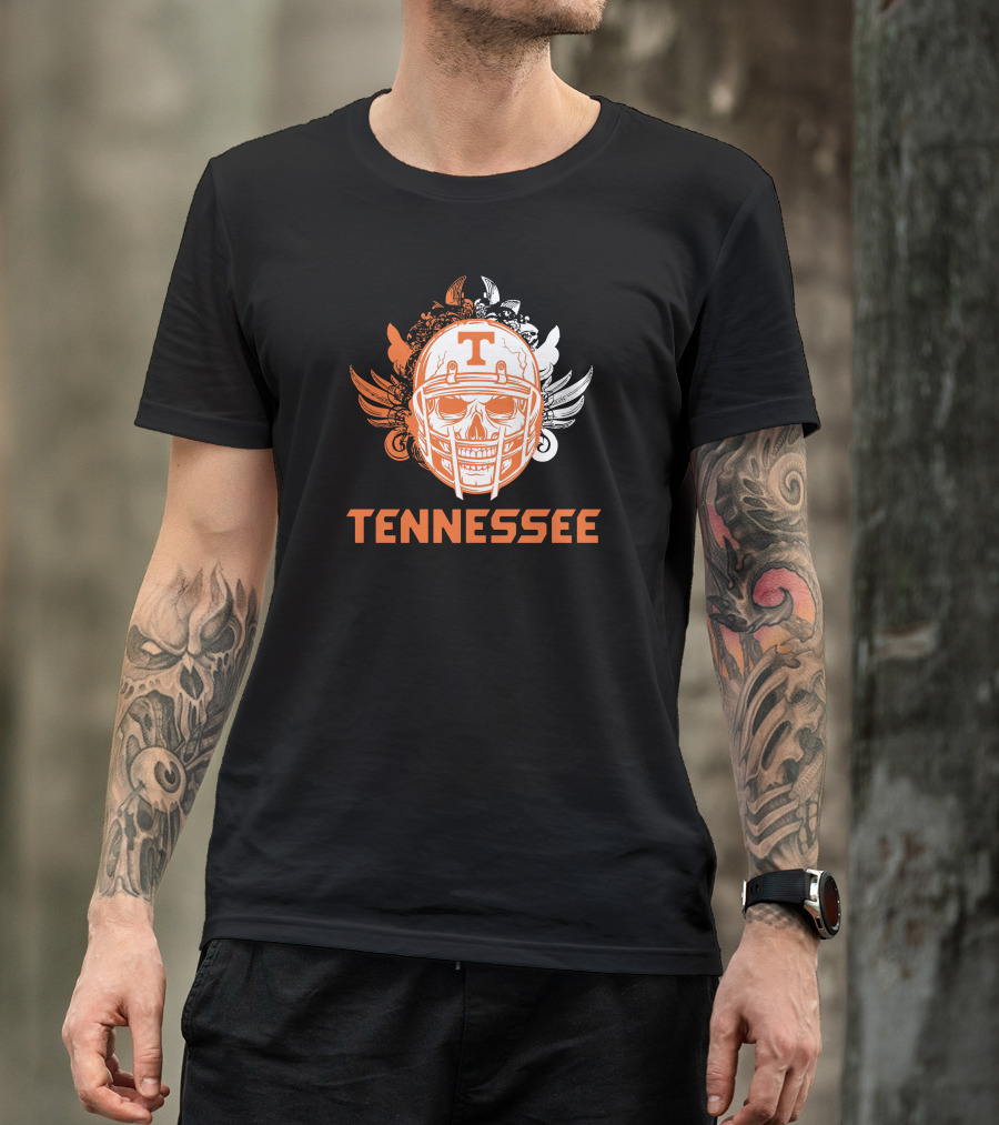 Tennessee Volunteers Skull Helmet Football Wings T-Shirt