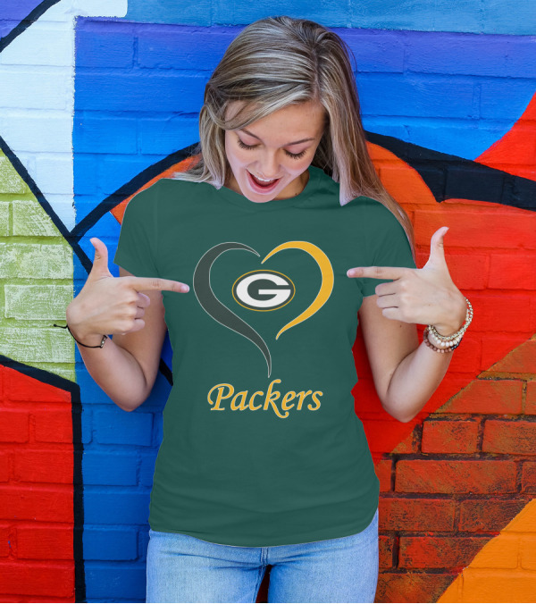 Green Bay Packers Heart Symbol Packers T-Shirt