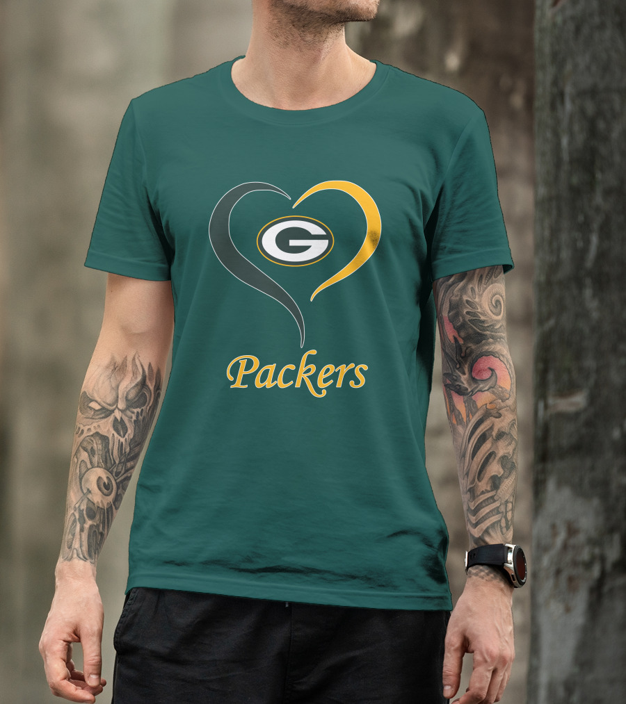 Green Bay Packers Heart Symbol Packers T-Shirt