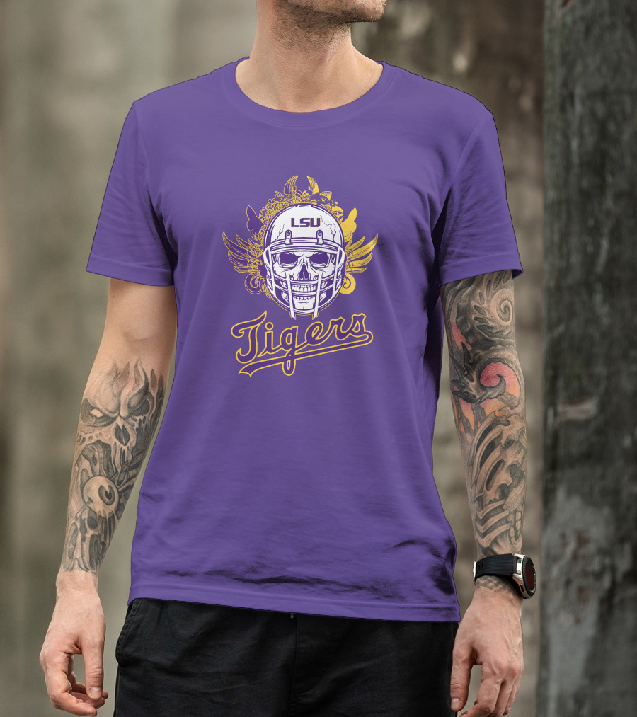 LSU Tigers Skull Helmet With Wings T-Shirt