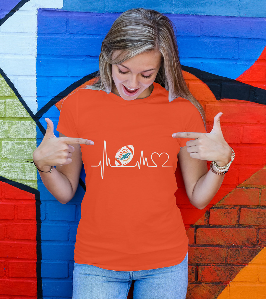 Miami Dolphins Football Heartbeat Pulse T-Shirt