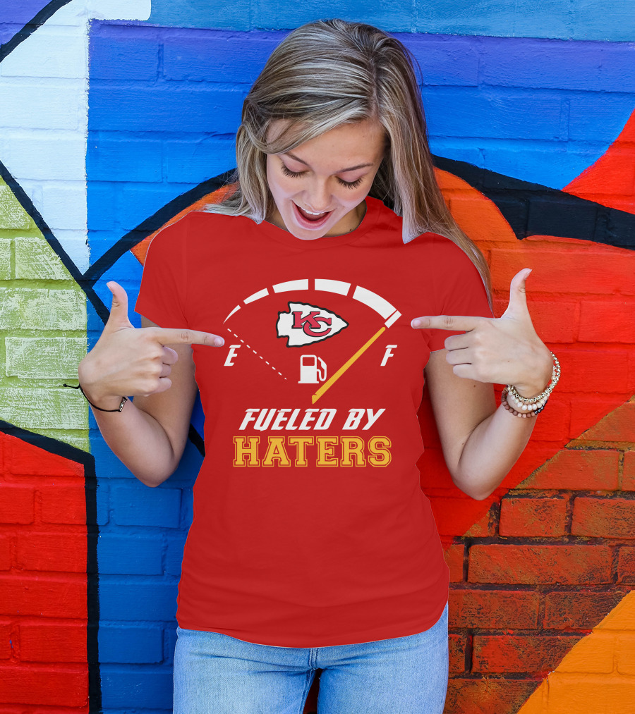 Kansas City Chiefs KC Logo Fueled By Haters Fuel Gauge T-Shirt