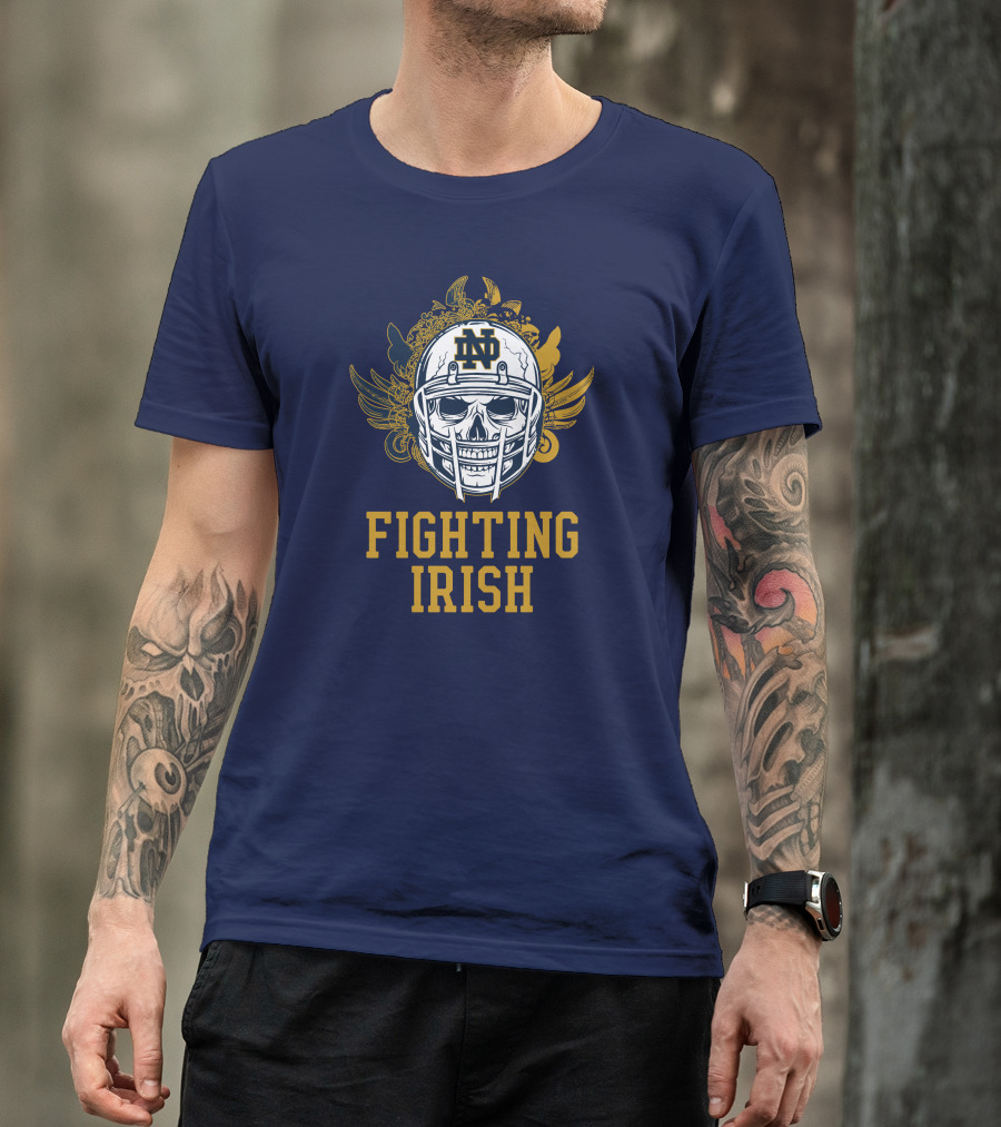Notre Dame Fighting Irish Skull Helmet Emblem T-Shirt