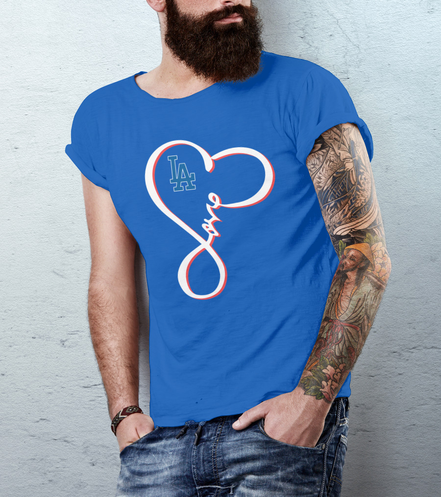 LA Dodgers Love Script With Heart-Shaped T-Shirt