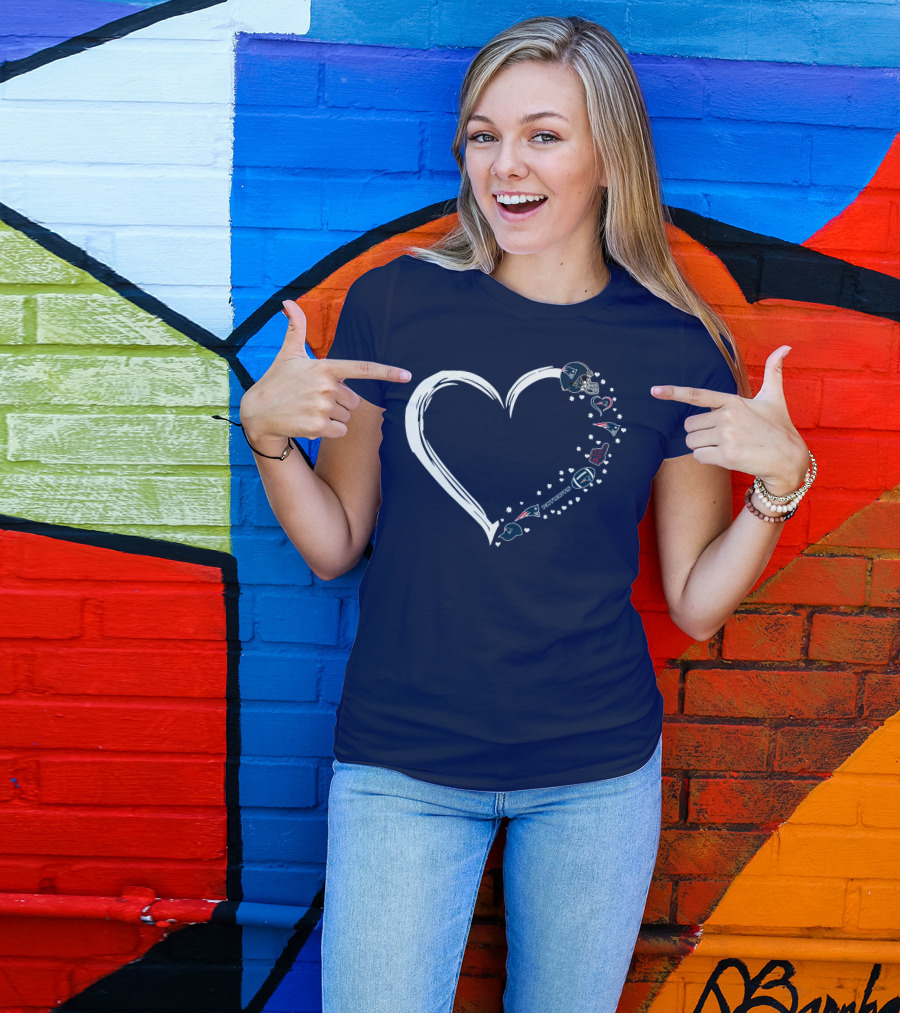 New England Patriots Heart-Shaped Fan Symbols And Stars T-Shirt