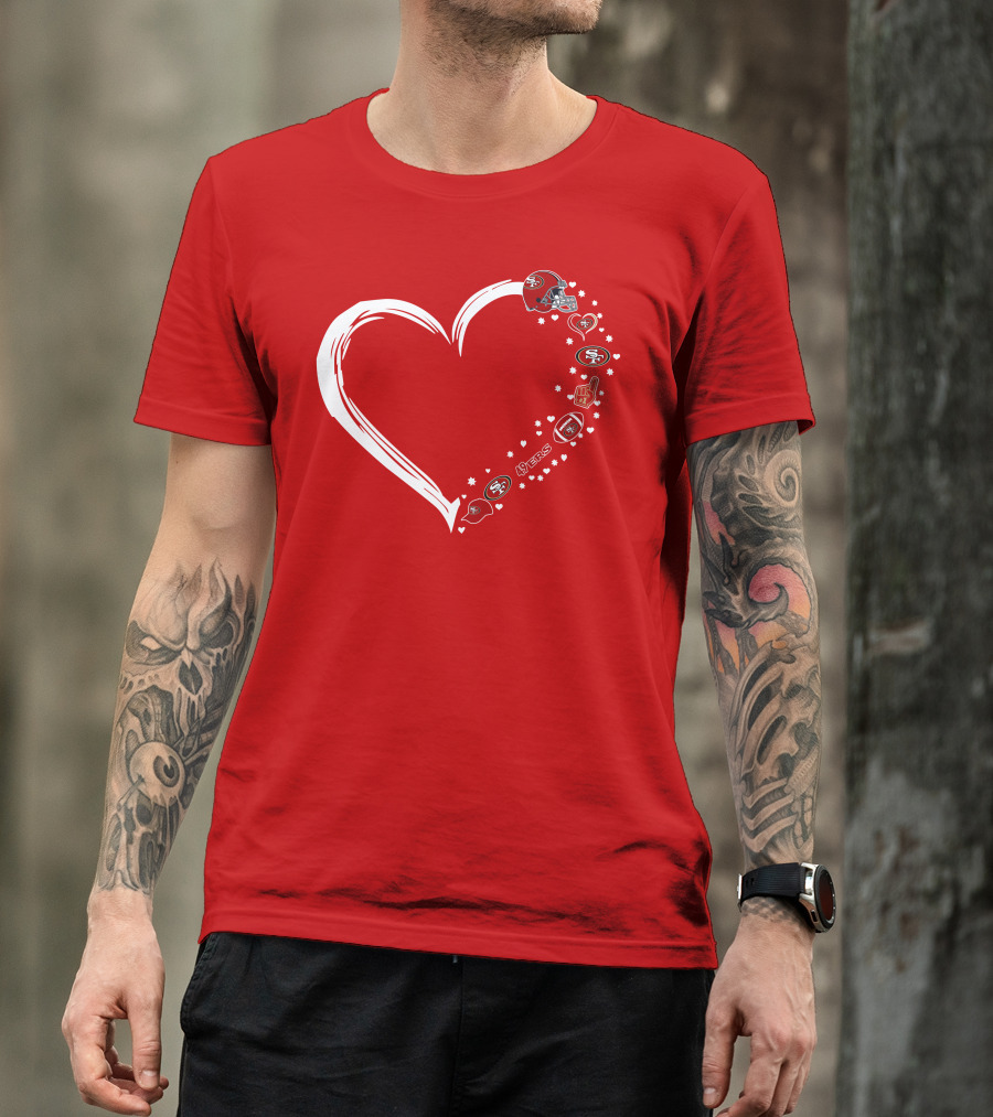 San Francisco 49ers Heart Design With Helmet T-Shirt