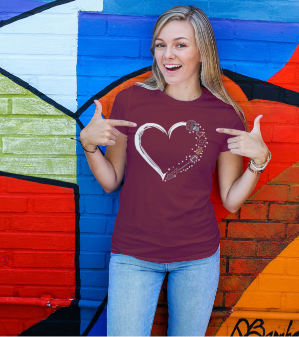 Washington Football Team Heart Helmet Fan W Love #1 T-Shirt