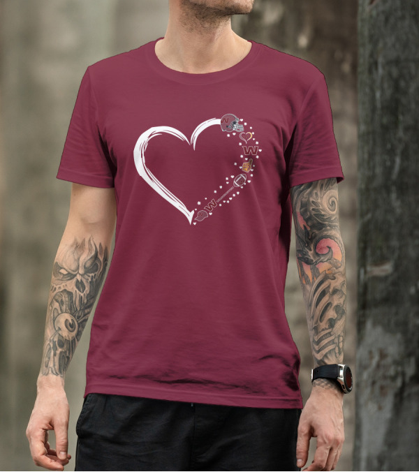 Washington Football Team Heart Helmet Fan W Love #1 T-Shirt
