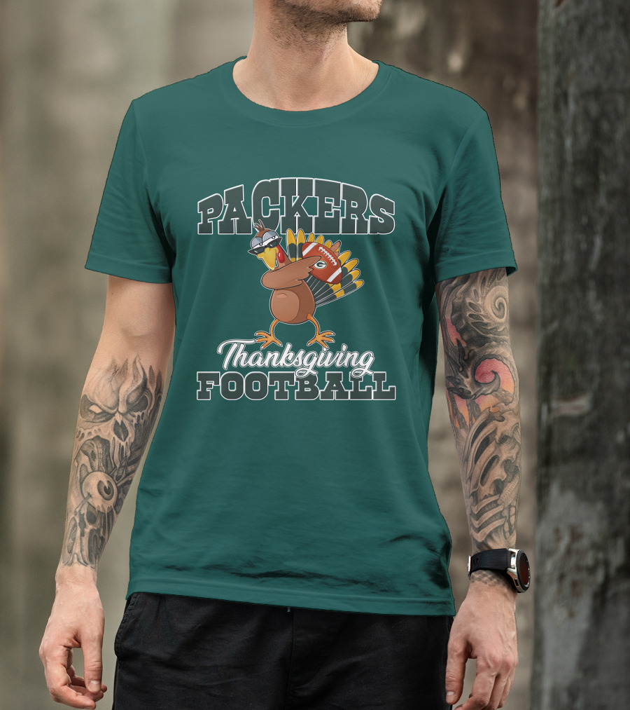 Packers Thanksgiving Football Turkey With Sunglasses T-Shirt