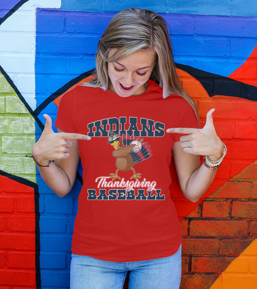 Indians Thanksgiving Baseball Turkey T-Shirt