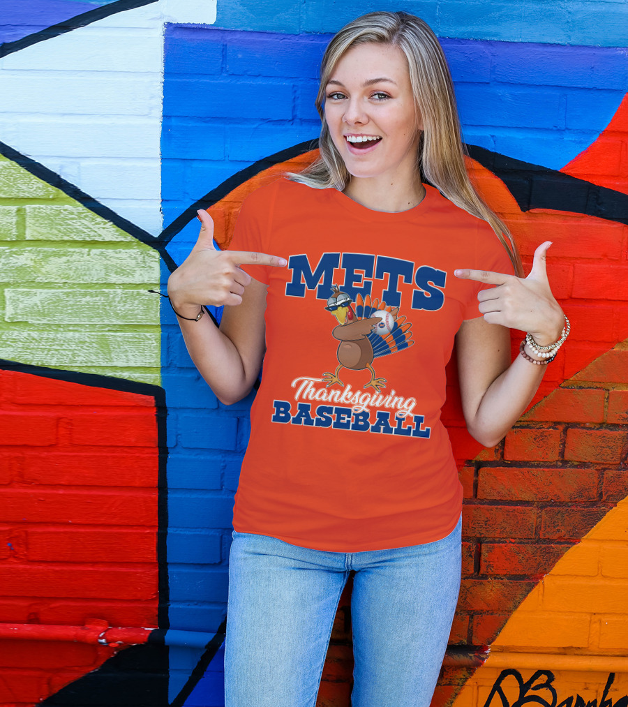 Mets Thanksgiving Baseball Turkey T-Shirt