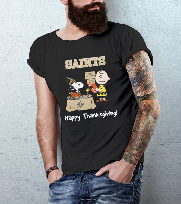 SAINTS New Orleans Happy Thanksgiving Snoopy T-Shirt