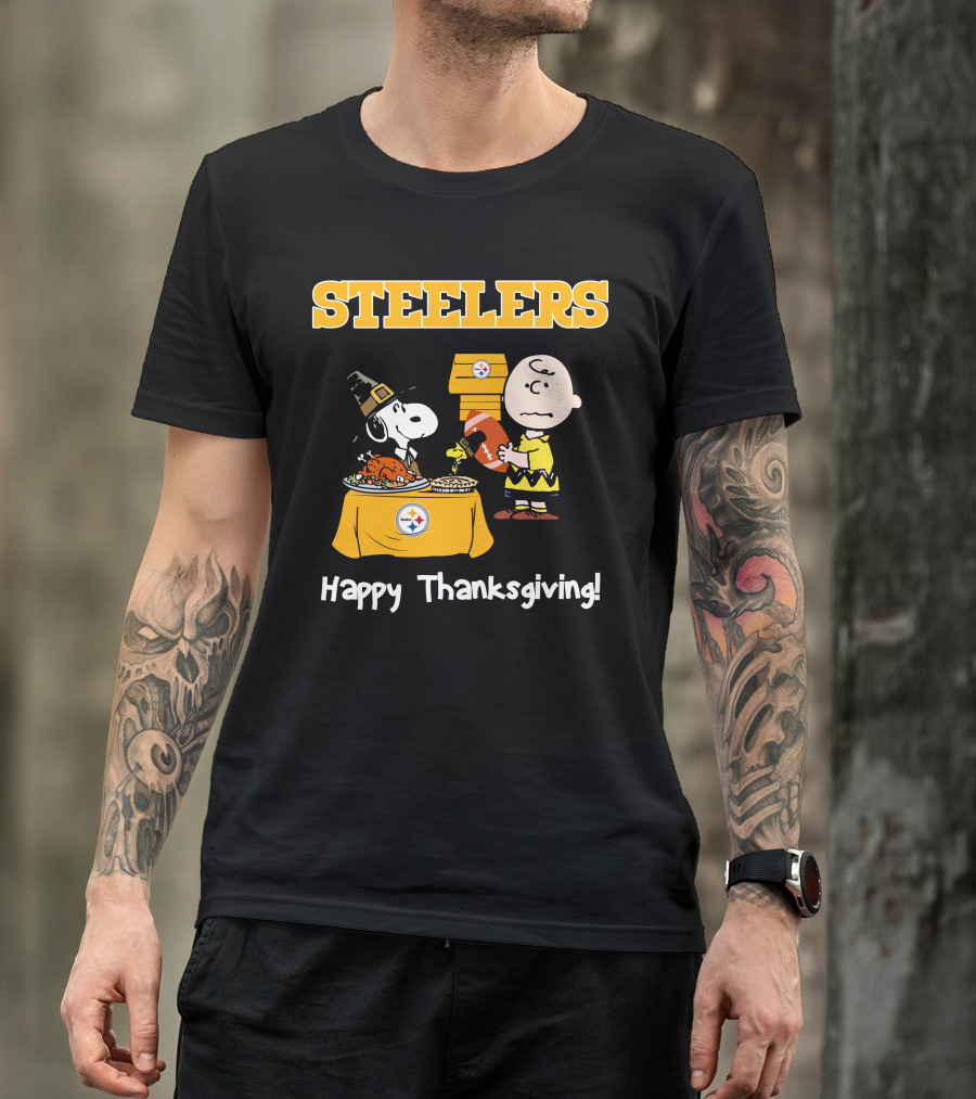 Steelers Snoopy Charlie Brown Happy Thanksgiving T-Shirt