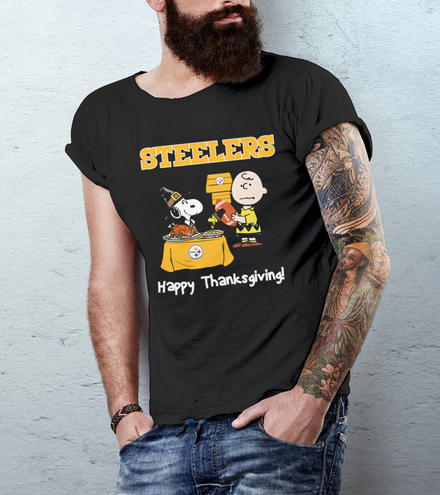Steelers Snoopy Charlie Brown Happy Thanksgiving T-Shirt