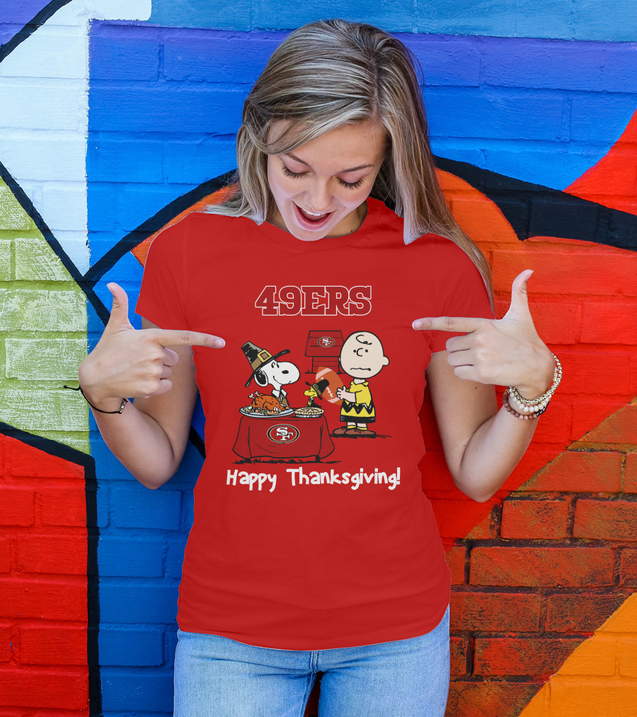 49ers Snoopy And Charlie Brown Thanksgiving T-Shirt