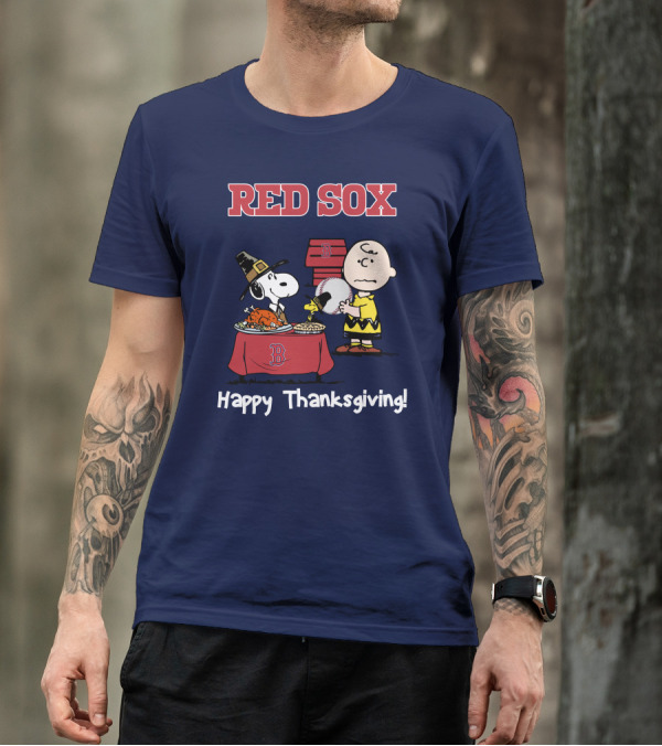 Red Sox Snoopy Charlie Brown Thanksgiving Baseball T-Shirt