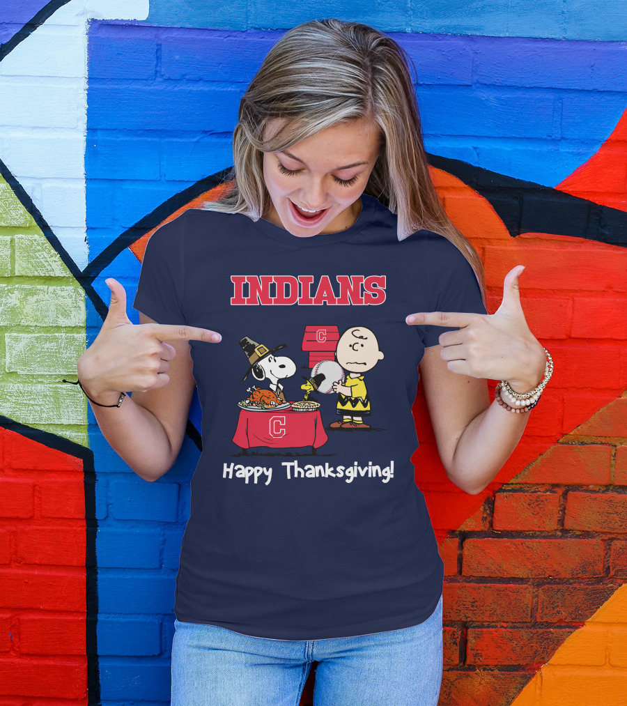 Indians Snoopy Happy Thanksgiving Charlie Brown Peanuts T-Shirt