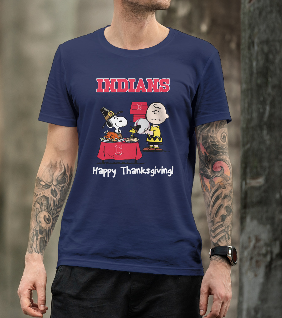 Indians Snoopy Happy Thanksgiving Charlie Brown Peanuts T-Shirt