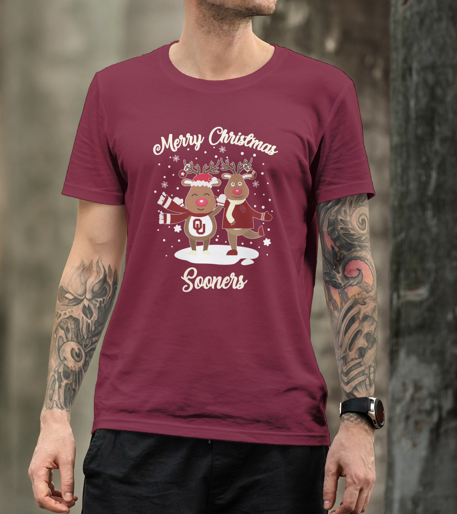 Merry Christmas Sooners Oklahoma Reindeer T-Shirt