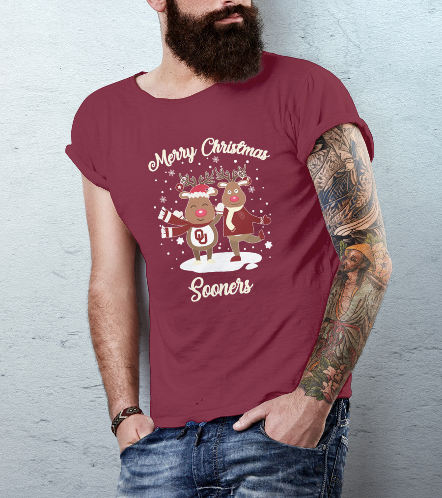Merry Christmas Sooners Oklahoma Reindeer T-Shirt