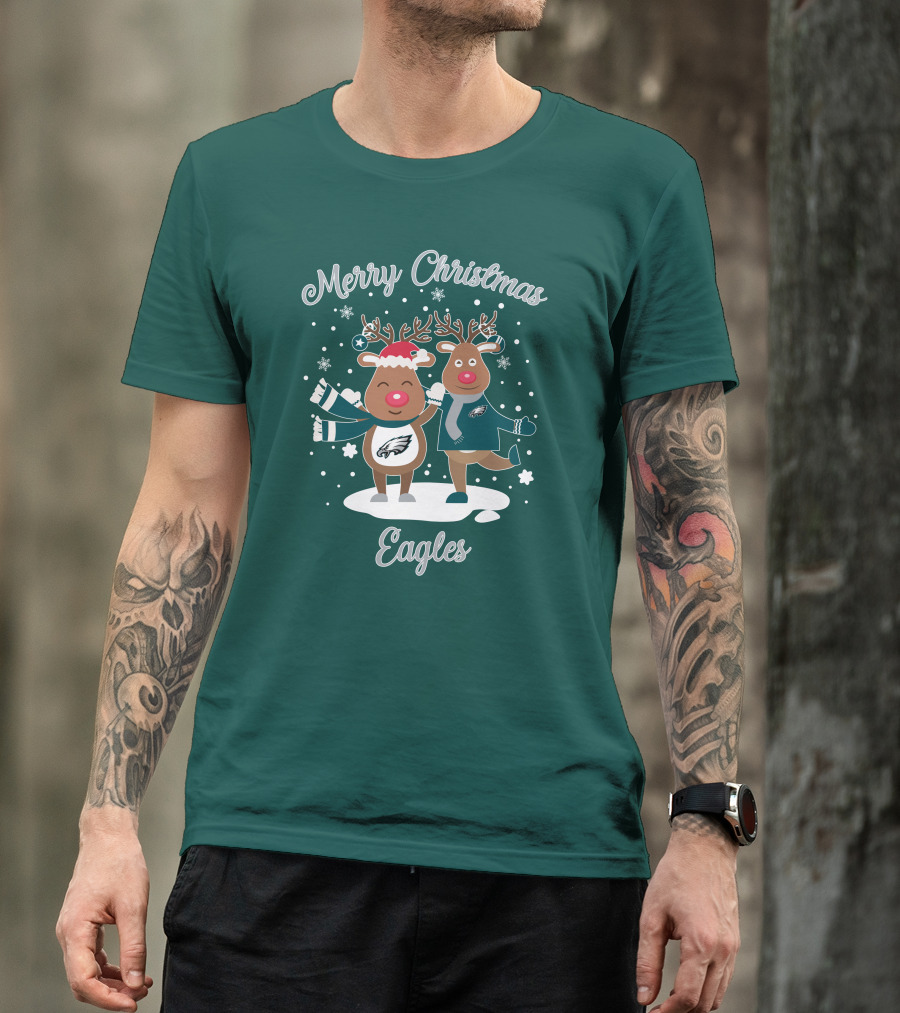 Merry Christmas Eagles Reindeer With Philadelphia Eagles T-Shirt