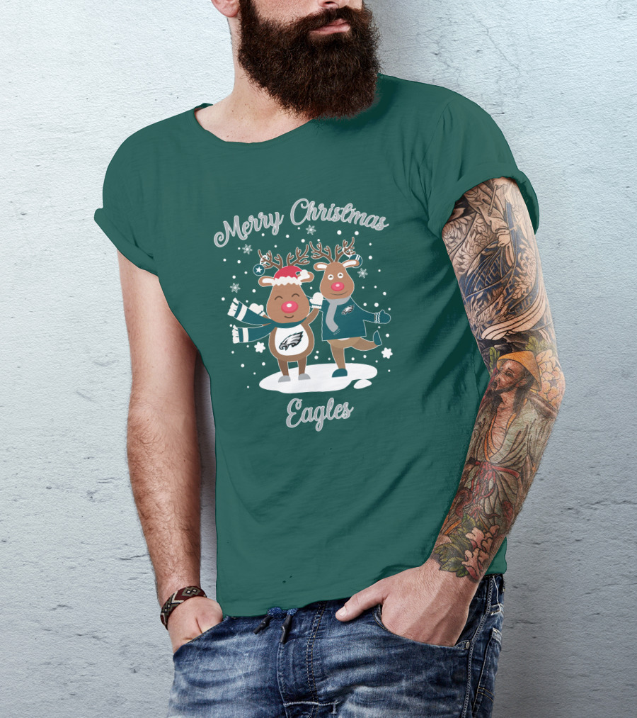 Merry Christmas Eagles Reindeer With Philadelphia Eagles T-Shirt