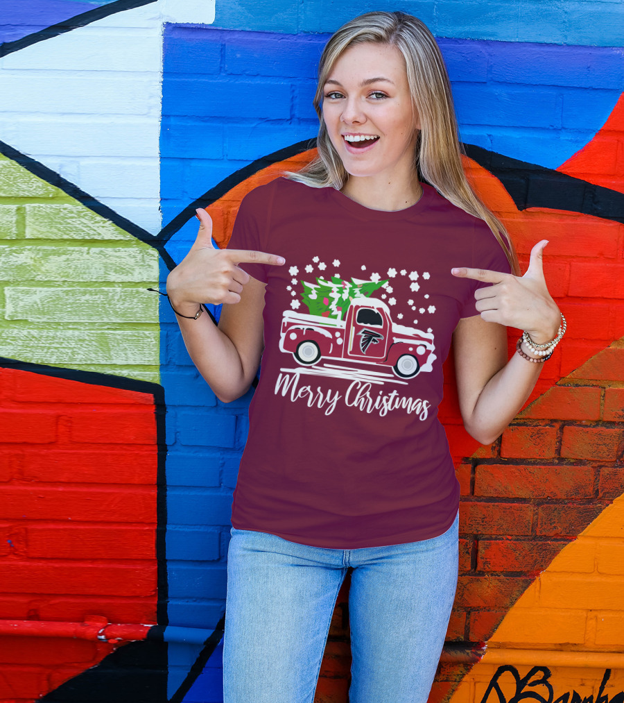Atlanta Falcons Vintage Truck Merry Christmas T-Shirt