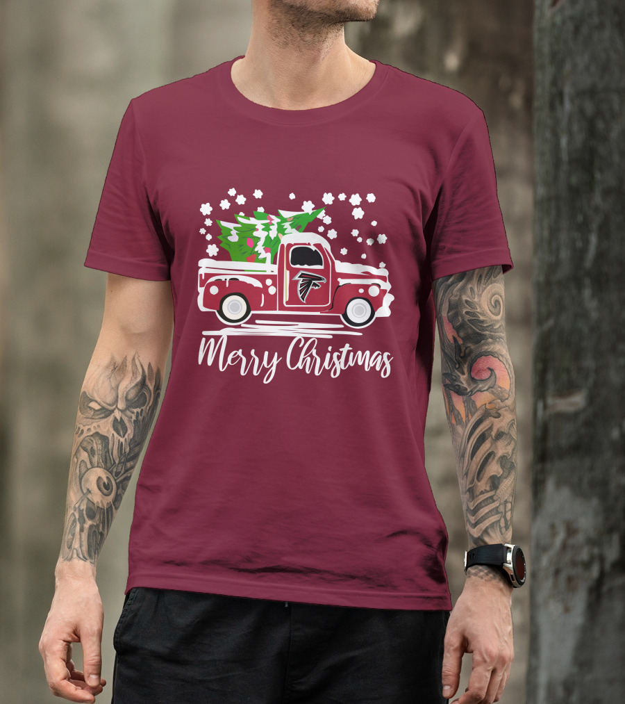 Atlanta Falcons Vintage Truck Merry Christmas T-Shirt
