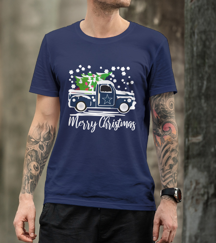 Dallas Cowboys Vintage Truck Merry Christmas T-Shirt
