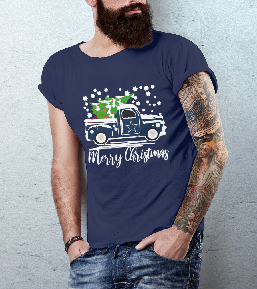 Dallas Cowboys Vintage Truck Merry Christmas T-Shirt