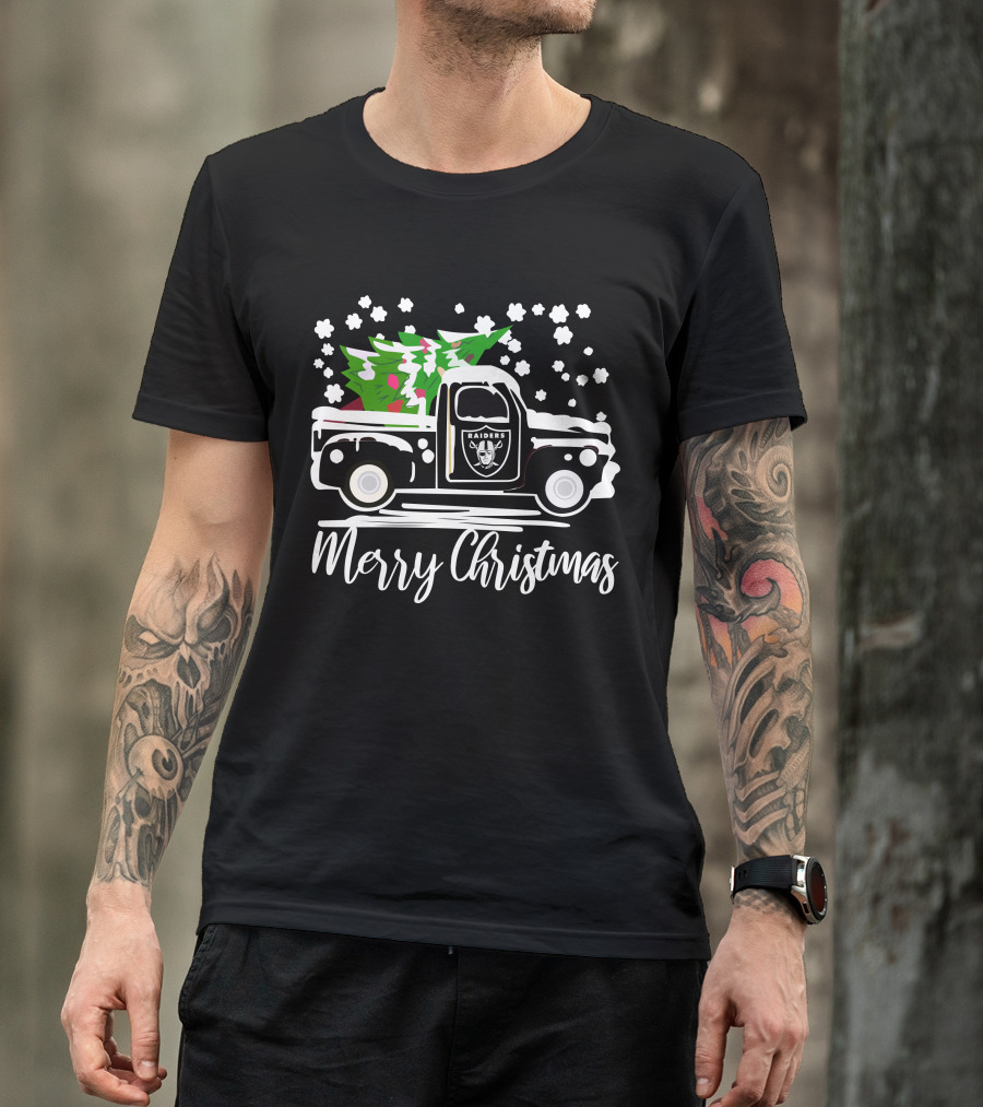 Las Vegas Raiders Vintage Car Merry Christmas Raiders T-Shirt