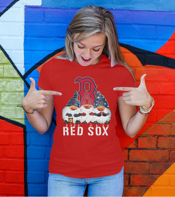 Boston Red Sox Merry Christmas Happy Holidays Gnomes T-Shirt