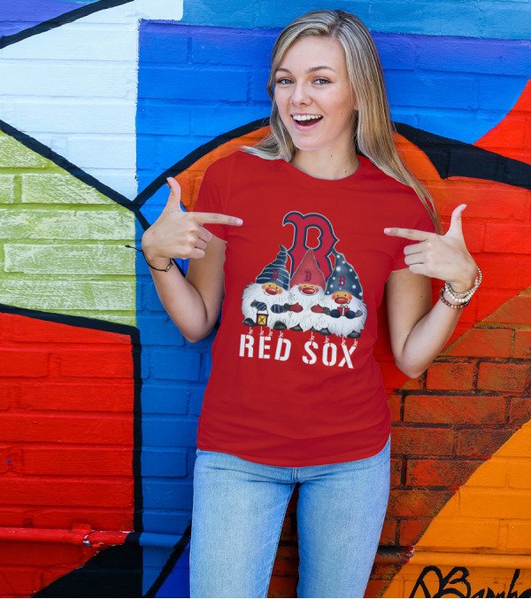 Boston Red Sox Merry Christmas Happy Holidays Gnomes T-Shirt