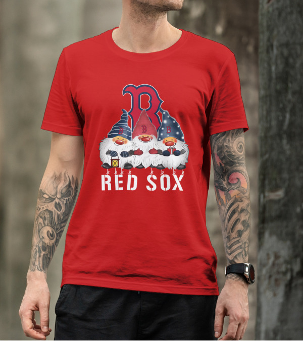 Boston Red Sox Merry Christmas Happy Holidays Gnomes T-Shirt