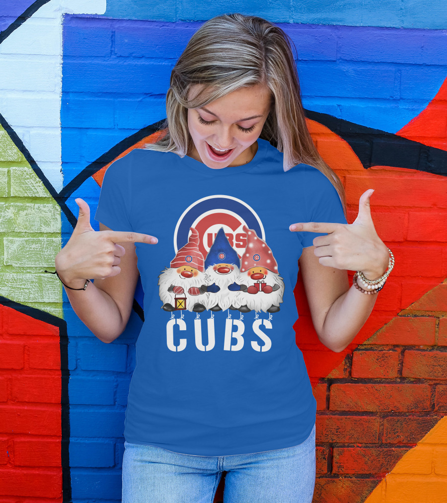 Chicago Cubs Merry Christmas Happy Holidays Festive Gnomes T-Shirt