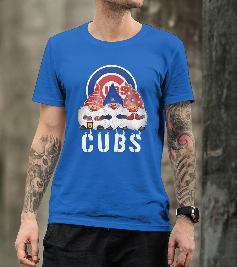 Chicago Cubs Merry Christmas Happy Holidays Festive Gnomes T-Shirt