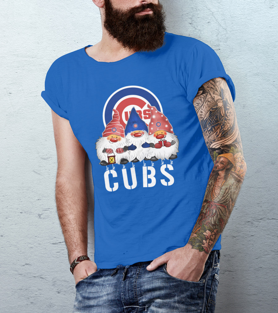 Chicago Cubs Merry Christmas Happy Holidays Festive Gnomes T-Shirt