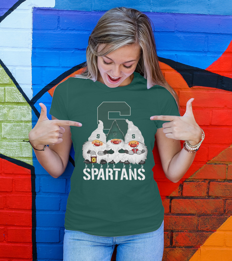 Michigan State Spartans Christmas Gnomes Holiday Celebrations T-Shirt