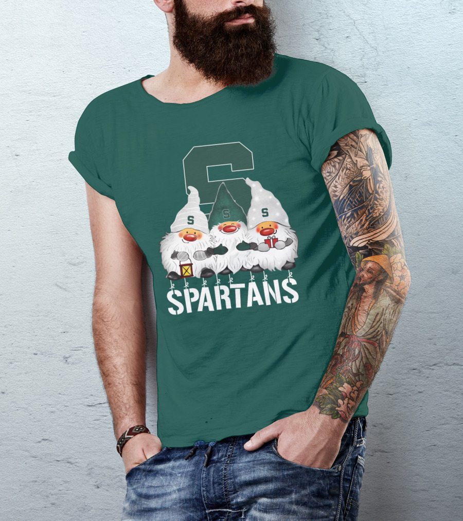 Michigan State Spartans Christmas Gnomes Holiday Celebrations T-Shirt