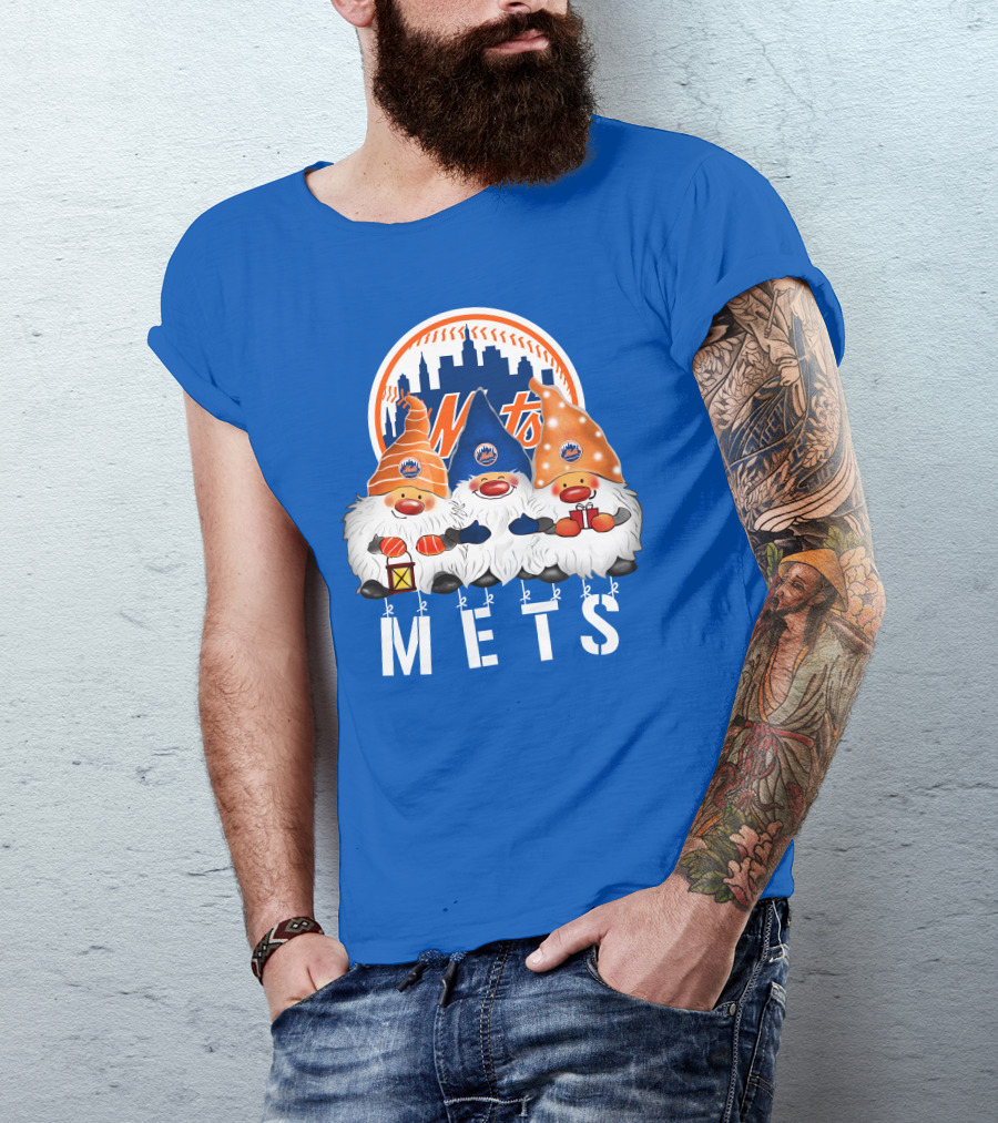 New York Mets Merry Christmas Happy Holidays Gnomes T-Shirt