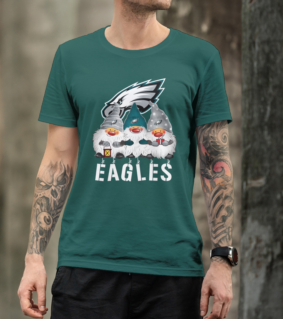 Philadelphia Eagles Christmas Gnomes Happy Holidays T-Shirt