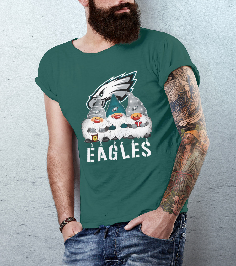 Philadelphia Eagles Christmas Gnomes Happy Holidays T-Shirt